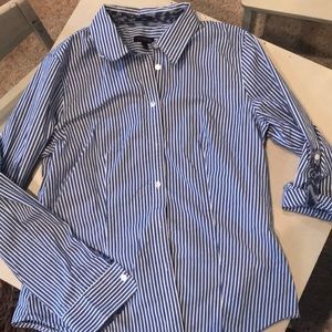 Talbots blue and white button up